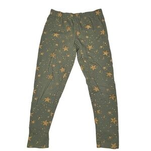 Epic Threads Girls Leggings Size M Moss Green with Gold Star Print Pants